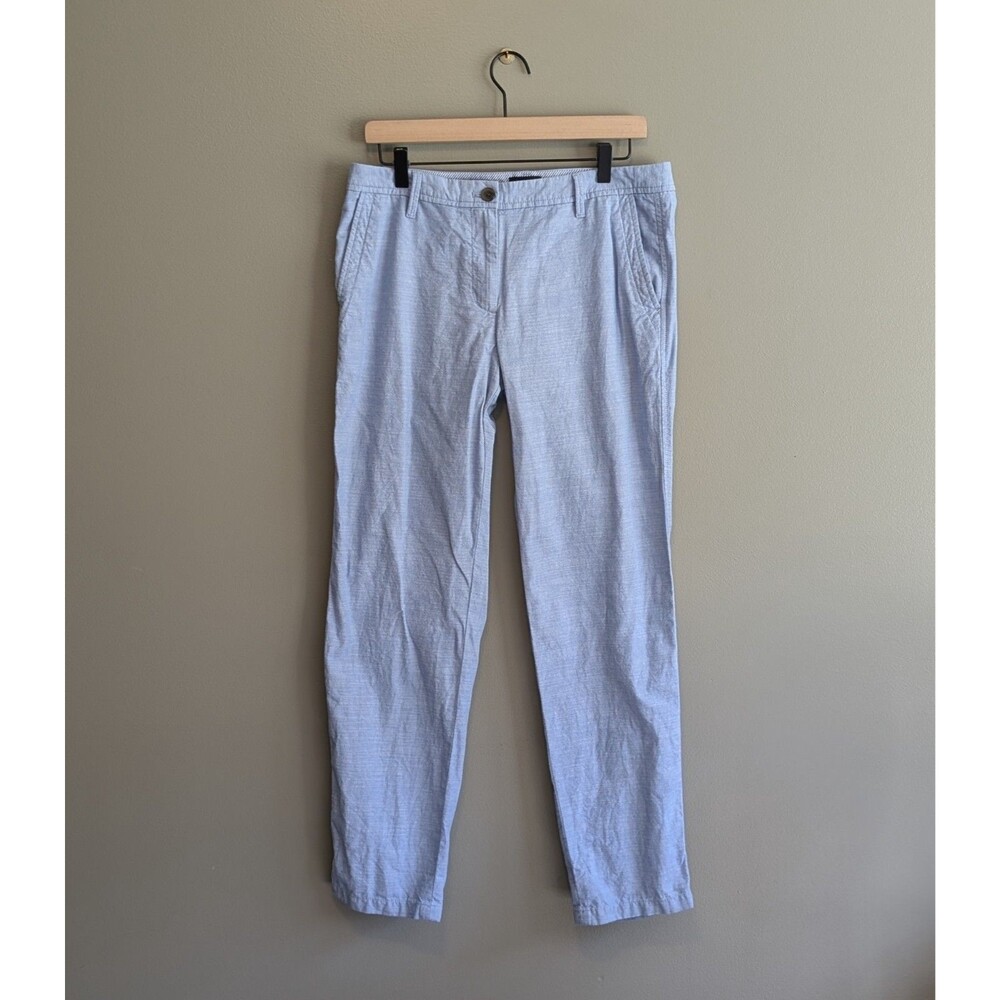 Talbots Womens 6 Relaxed Chino Pants Light Blue Chambray Cotton Slacks Summer 6